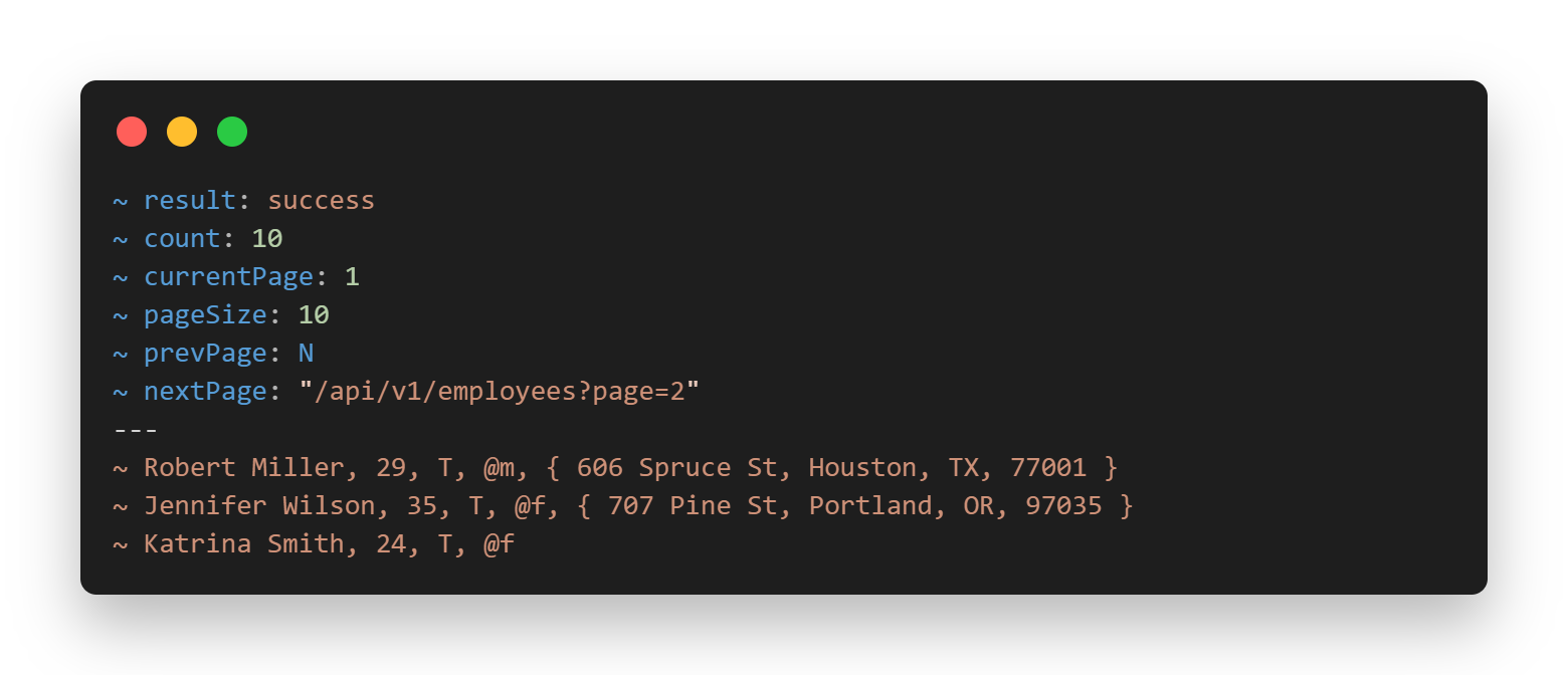 Visual representation of Employee Object Data structure