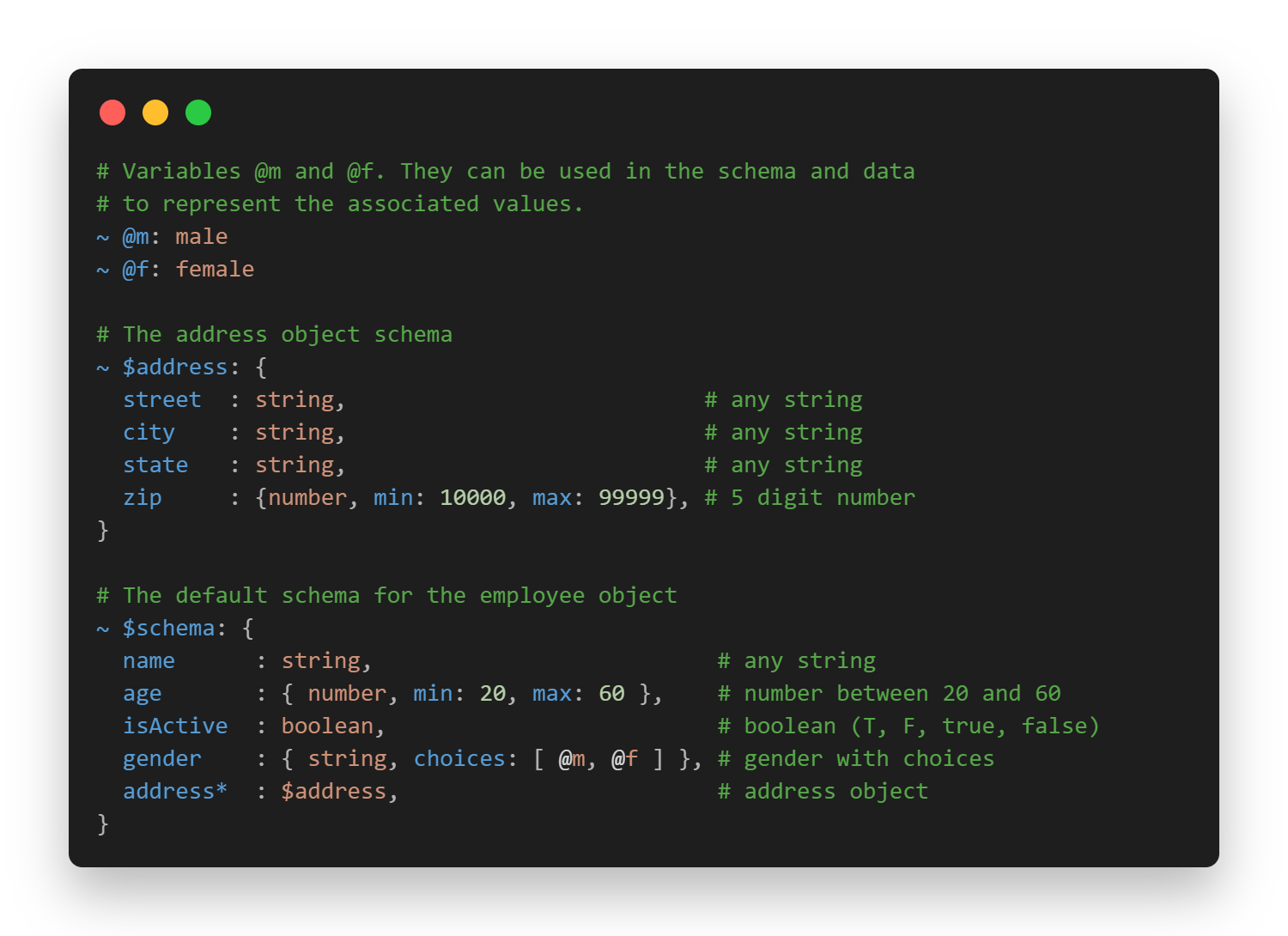 Detailed schema diagram showing the structure of the Employee Object